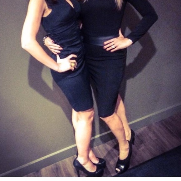 H&M Black Pencil Skirt w/Leather detail Sz8 - Picture 7 of 7